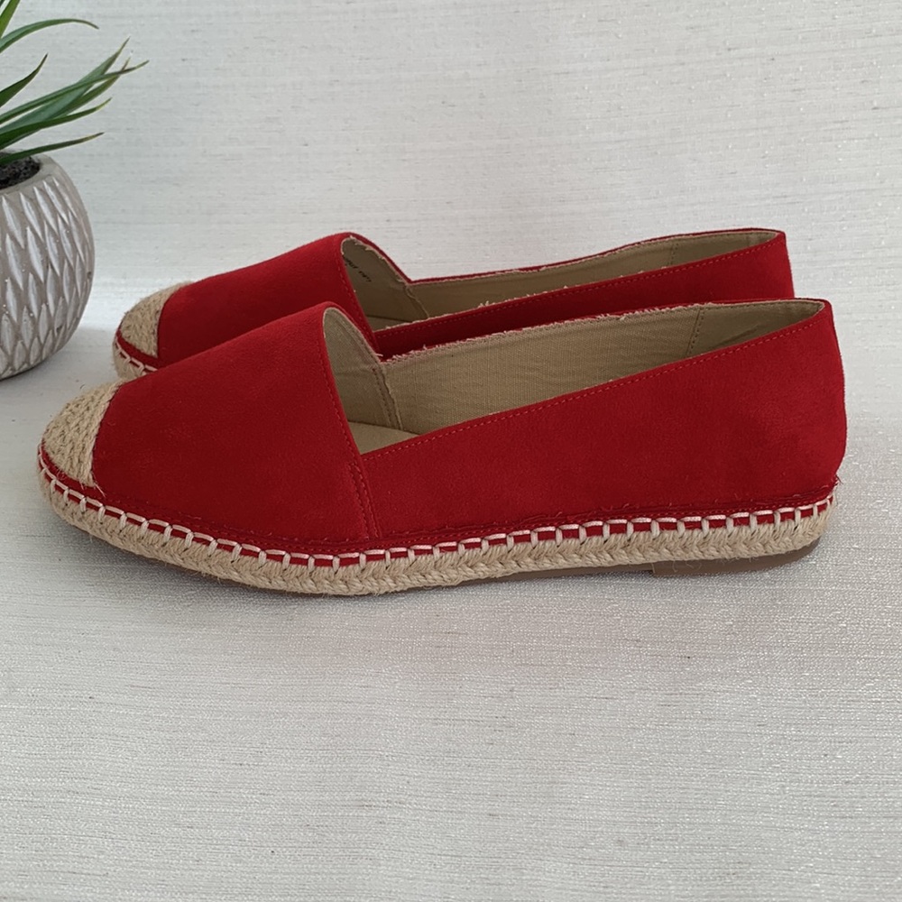 NWOT Ellos Red Microsuede Espadrille Flats Woman’s 9M - Picture 6 of 10